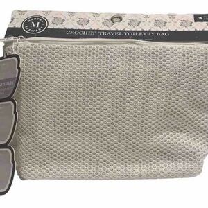 Martha Stewart Cream Crochet Toiletry Bag
